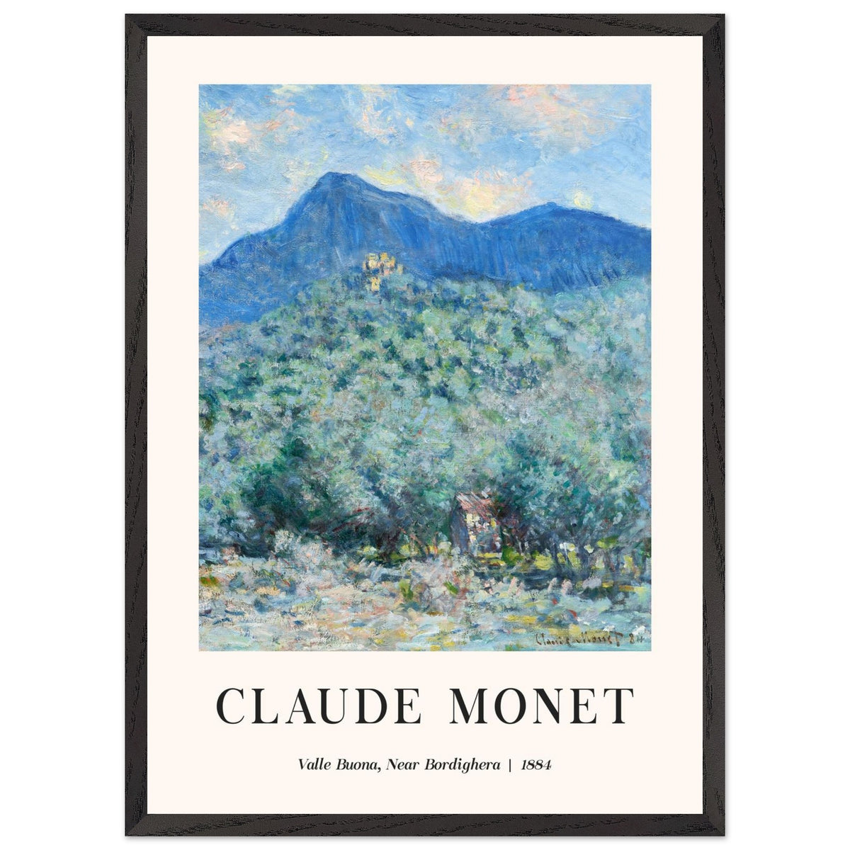 Artfulprints Poster met Lijst Claude Monet - Valle Buona, near Bordighera  - 50x70 cm - Blauw