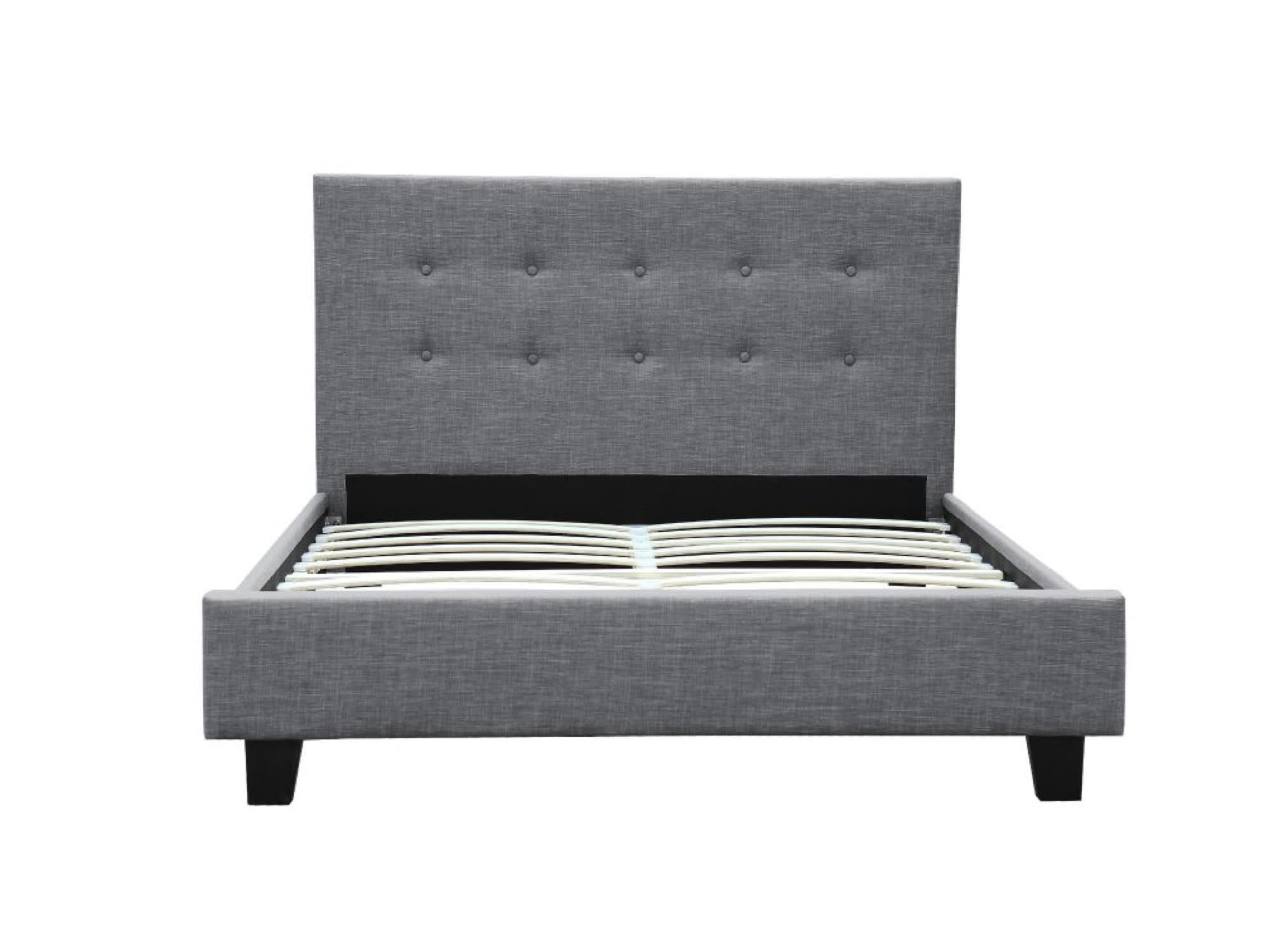 REX - Cadre de lit avec tête de lit et sommier à lattes - Gris - 140 cm