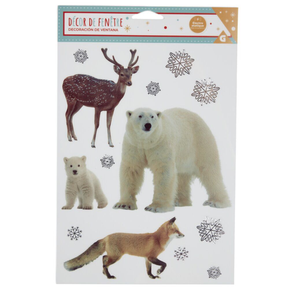 Décoration fenêtre No&euml;l électrostatique animaux d'hiver