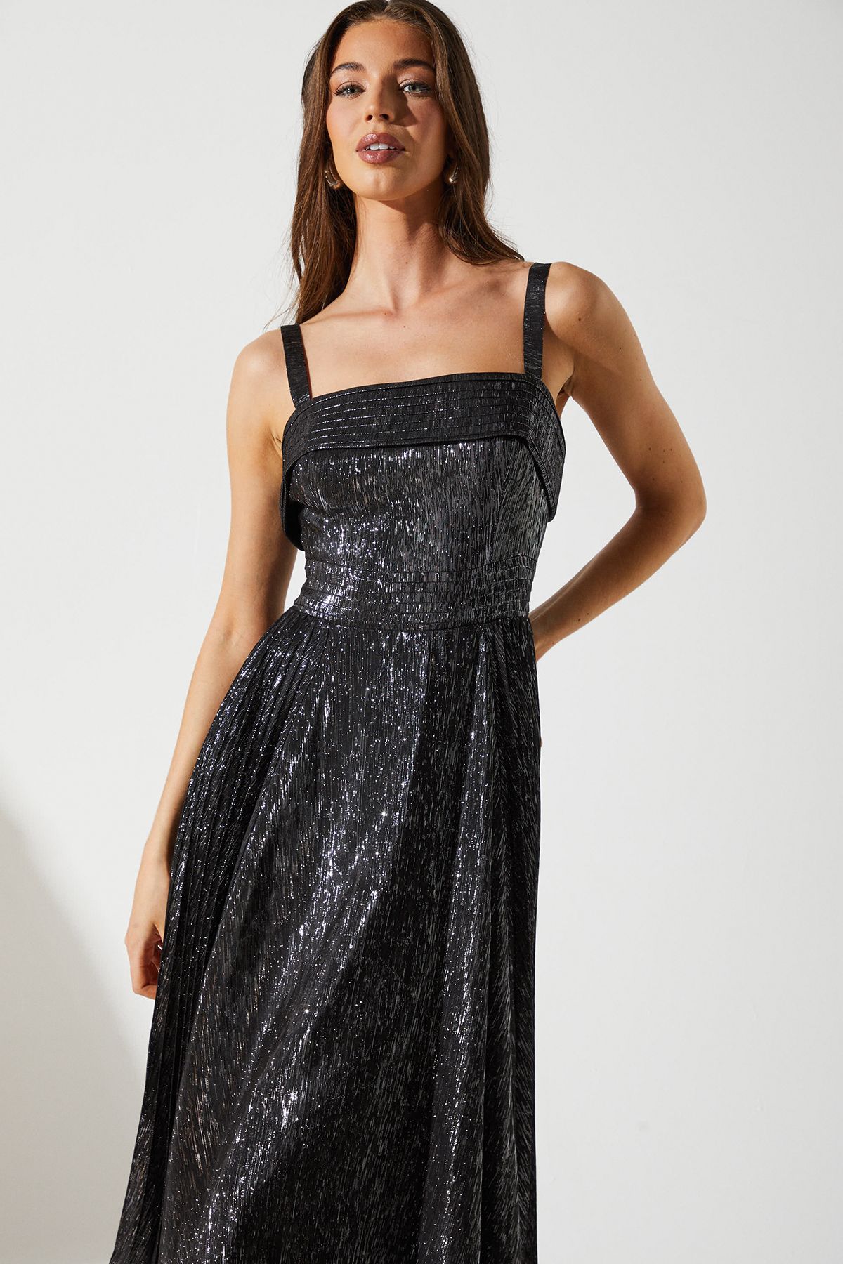 Coast Sparkle Jacquard Midi Wedding Guest Dress