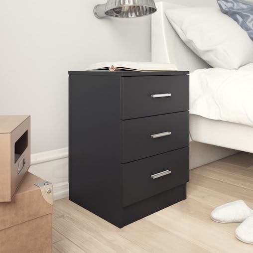 NNEVL Bedside Cabinet Black 38x35x56 cm Chipboard