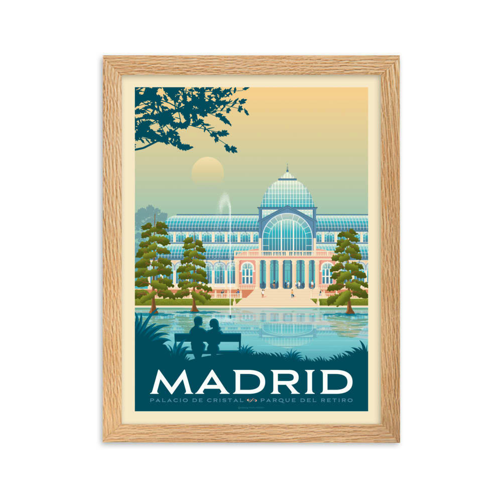 - Affiche Madrid Espagne avec Cadre (Bois) 21x29,7 cm