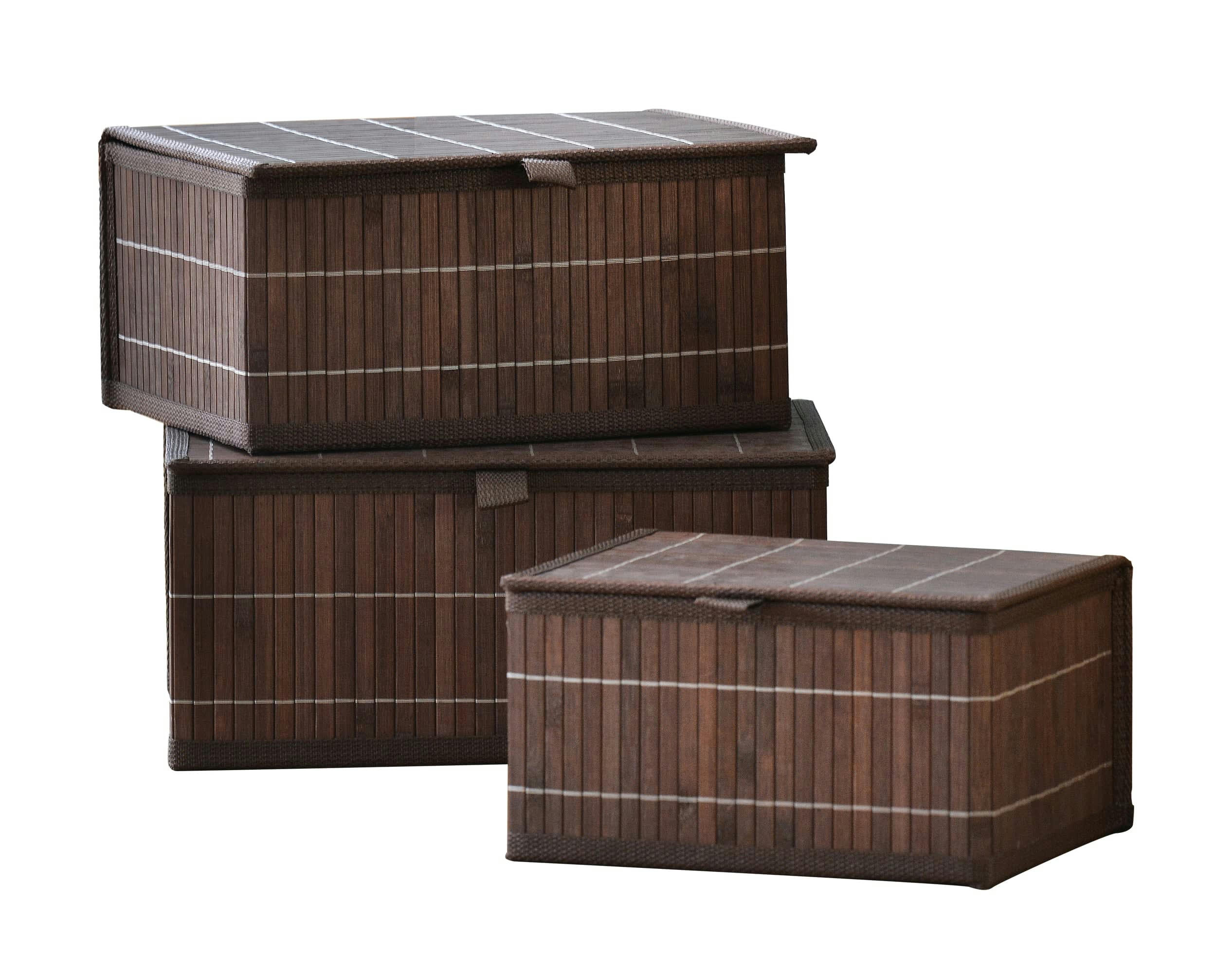 NIONO - Lot de 3 boîtes gigognes en bambou marron