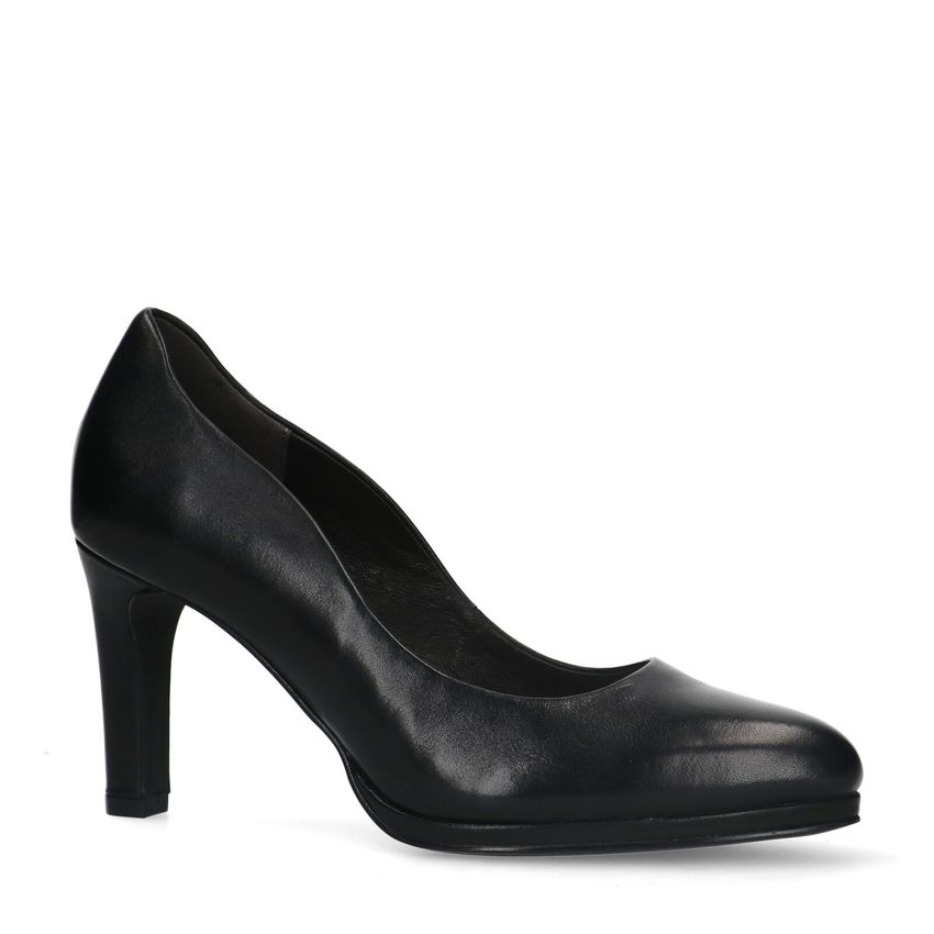Manfield Zwarte leren pumps