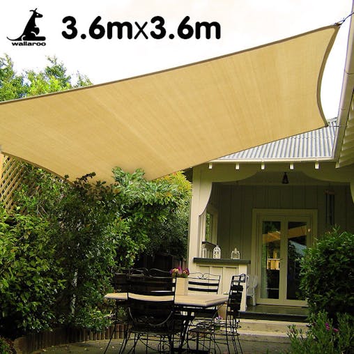 NNEDPE Wallaroo Square Shade Sail 3.6m x 3.6m - Sand