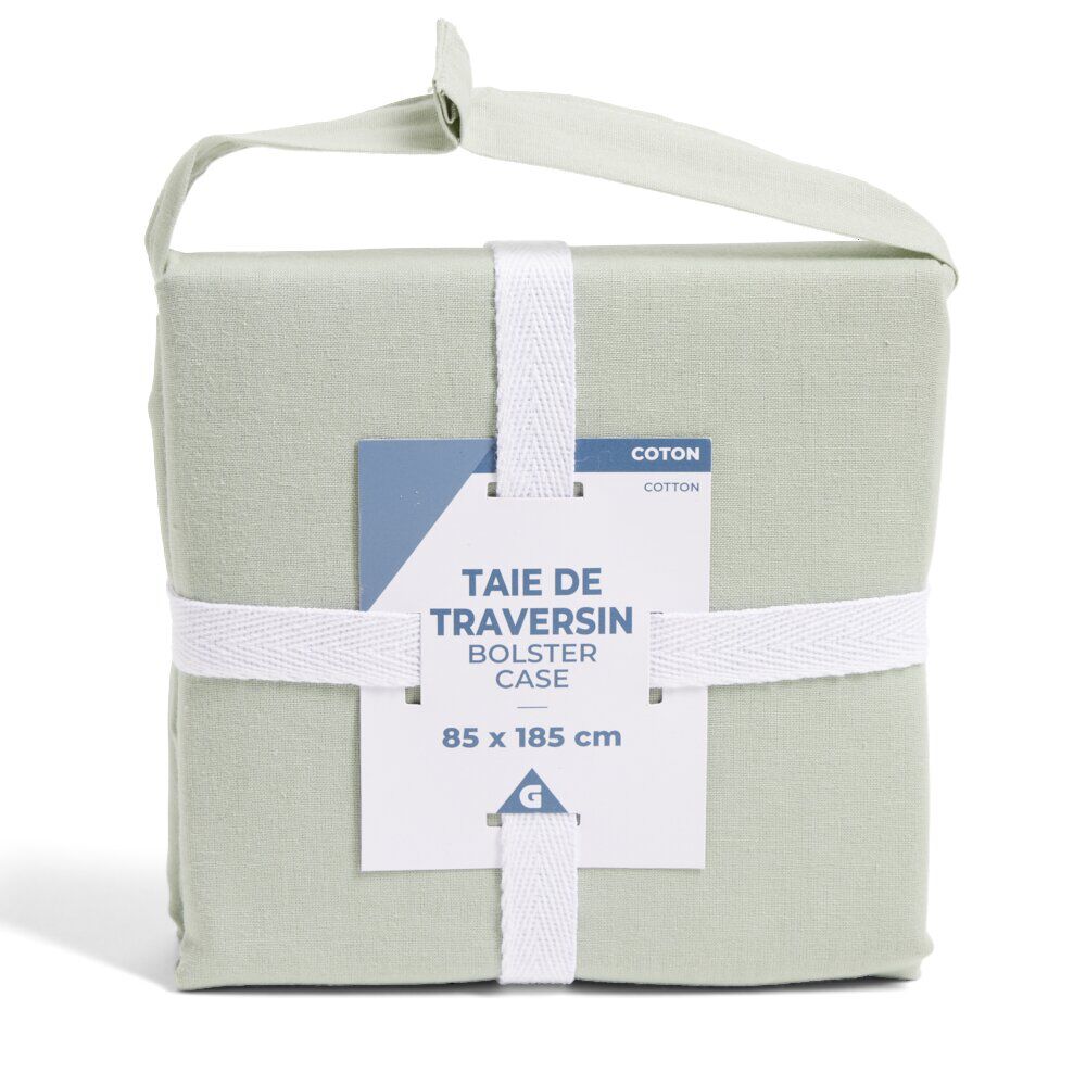 Taie de traversin 85x185cm 100% coton vert céladon