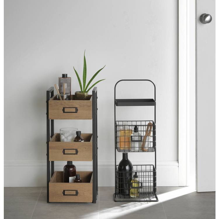 Habitat Basket Bathroom Storage Stand - Matt Black