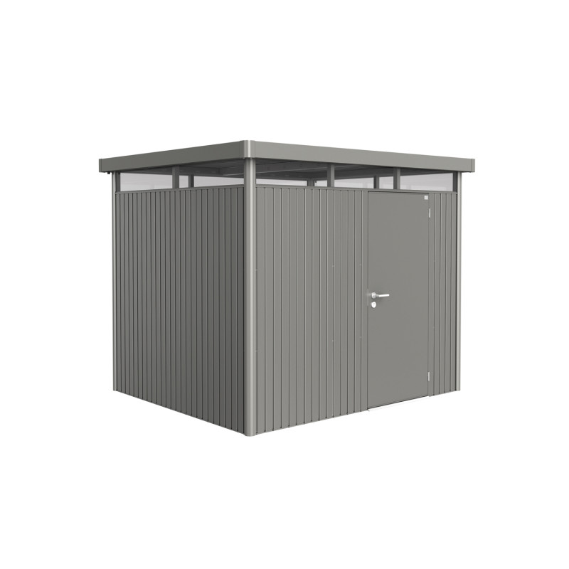 Abri de jardin en métal HighLine 1 porte gris métallisé 2,75 x 2,35 x 2,22 m BIOHORT