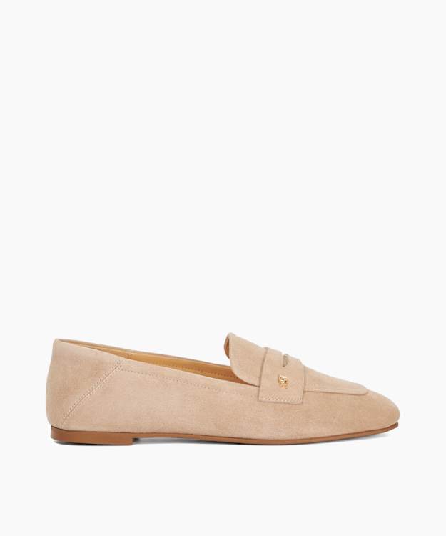 Glances Sand - Leather Crush Back Logo Penny Loafers