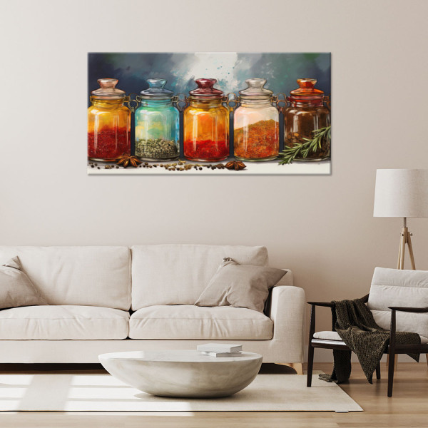 Feeby Obraz na płótnie, Przyprawy i Zioła w Butelkach 80x40