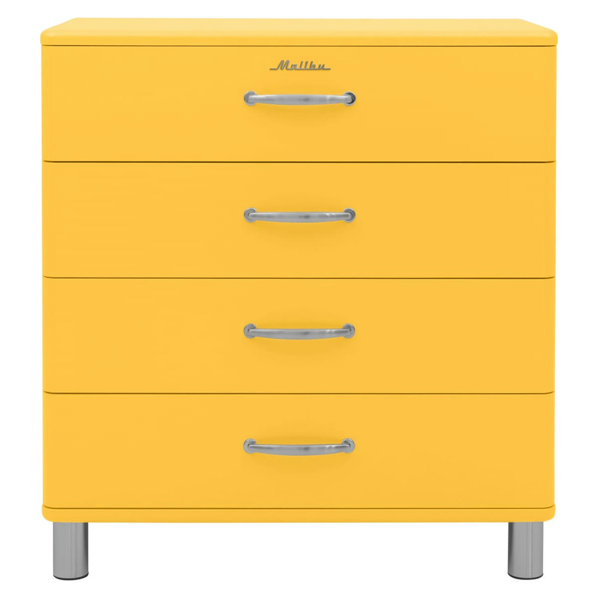 MALIBU - Commode style rétro 4 tiroirs 86cm moutarde