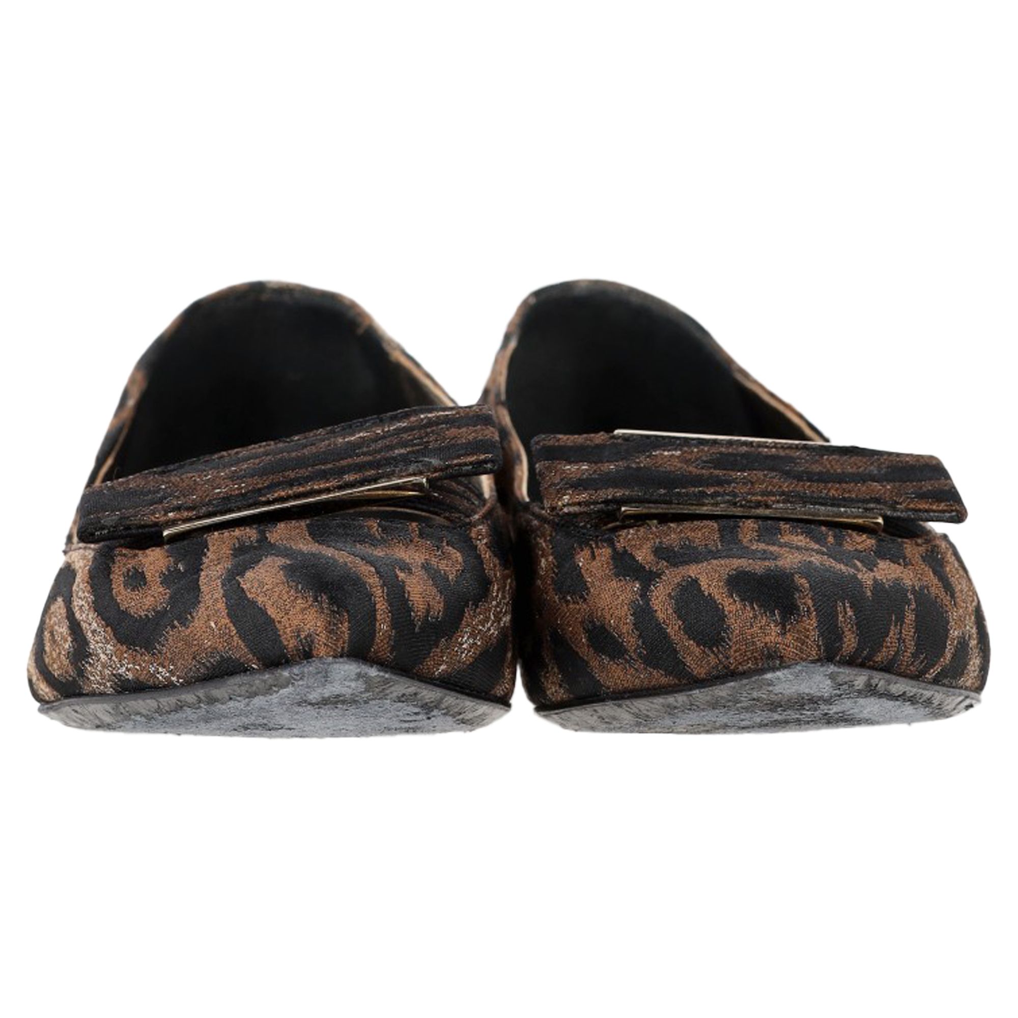 Lanvin Preloved Pointed Loafers in Animal Print Polyester