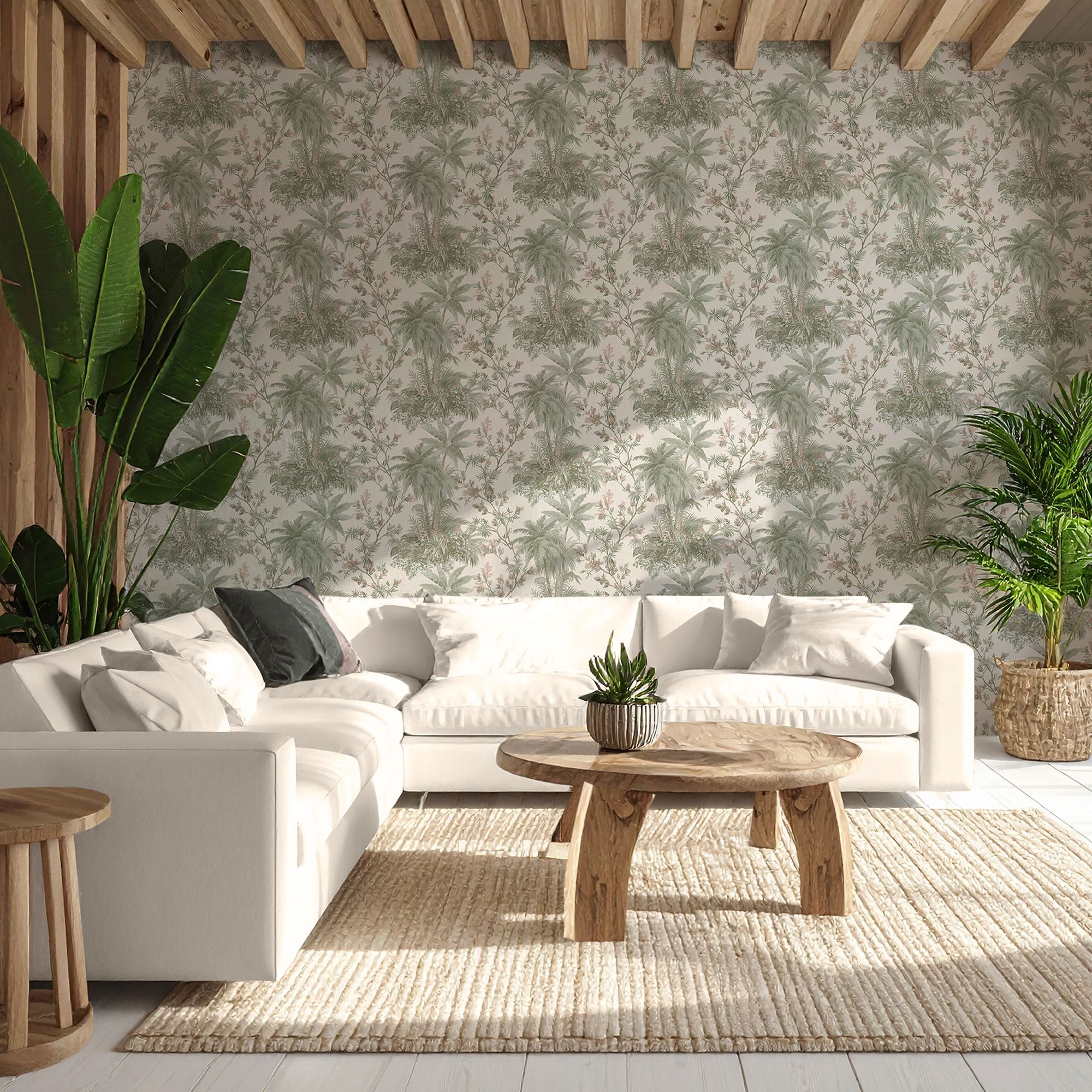 Boutique Bali Sage & Rose Wallpaper