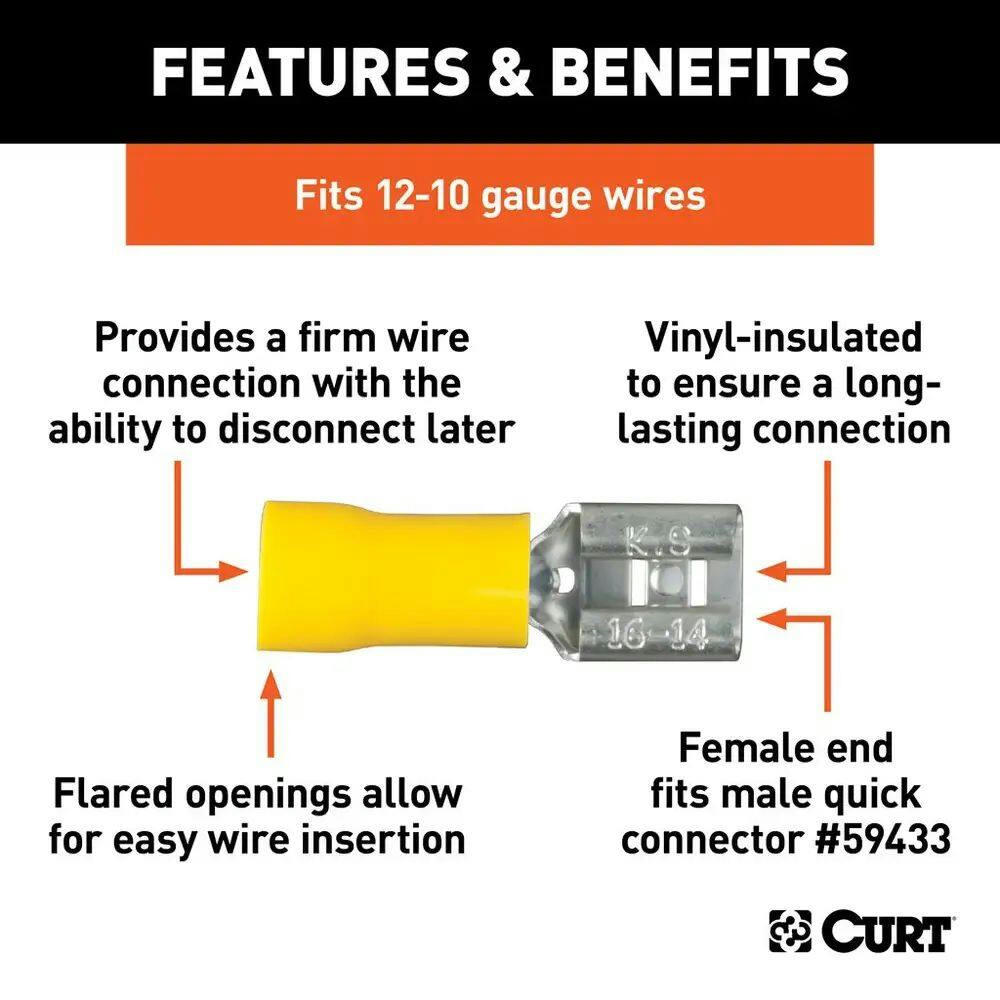 CURT Female Quick Connectors (12-10 Wire Gauge, 100-pk)