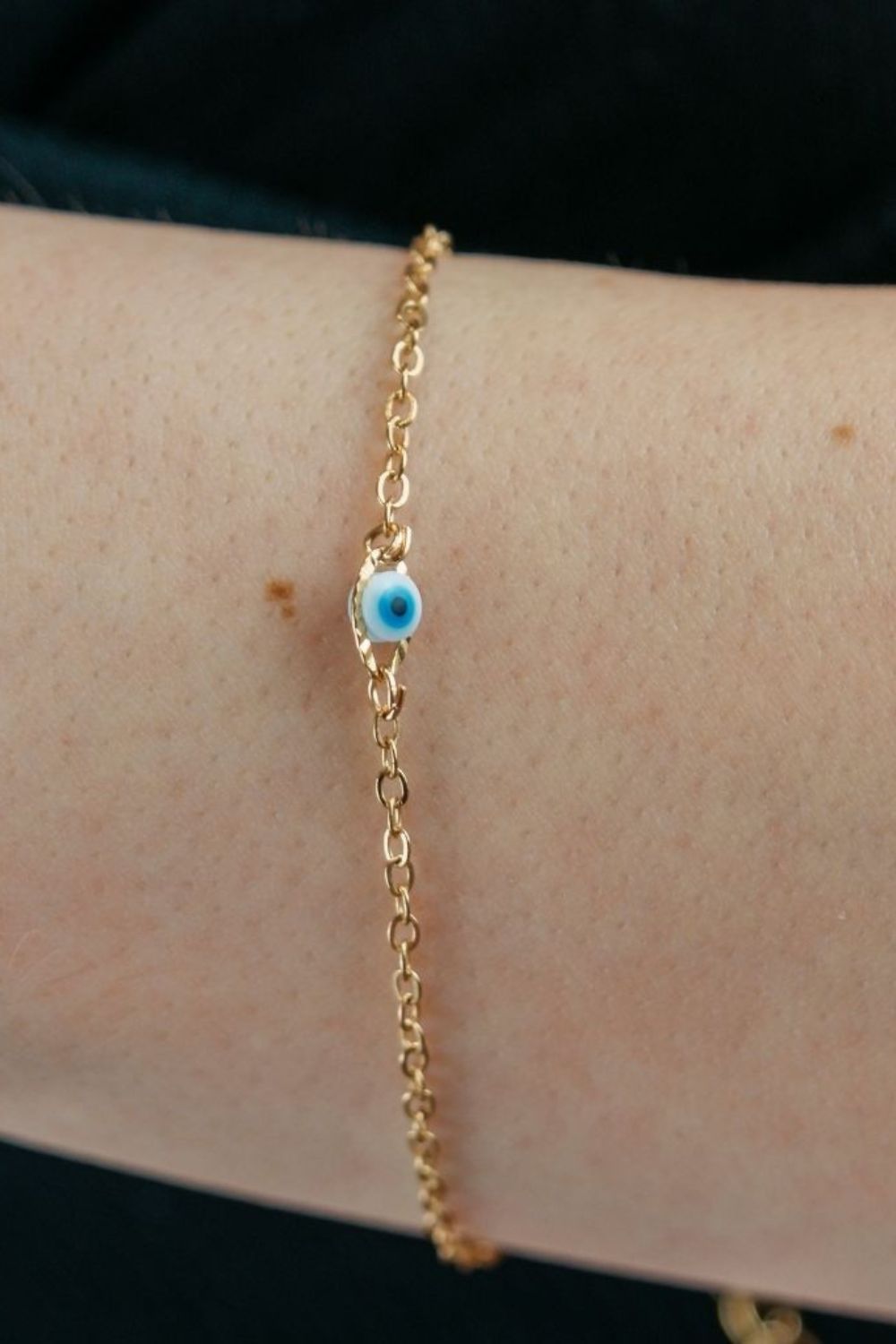 The Colourful Aura Tiny Blue Evil Eye Golden Turkish Minimalist Evil Eye Charm Bead Protection