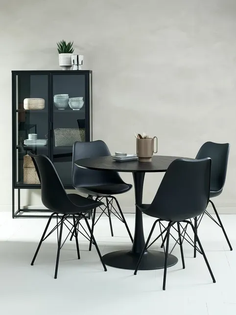 RINGSTED Ø100 bord sort + 4 KLARUP stole sort