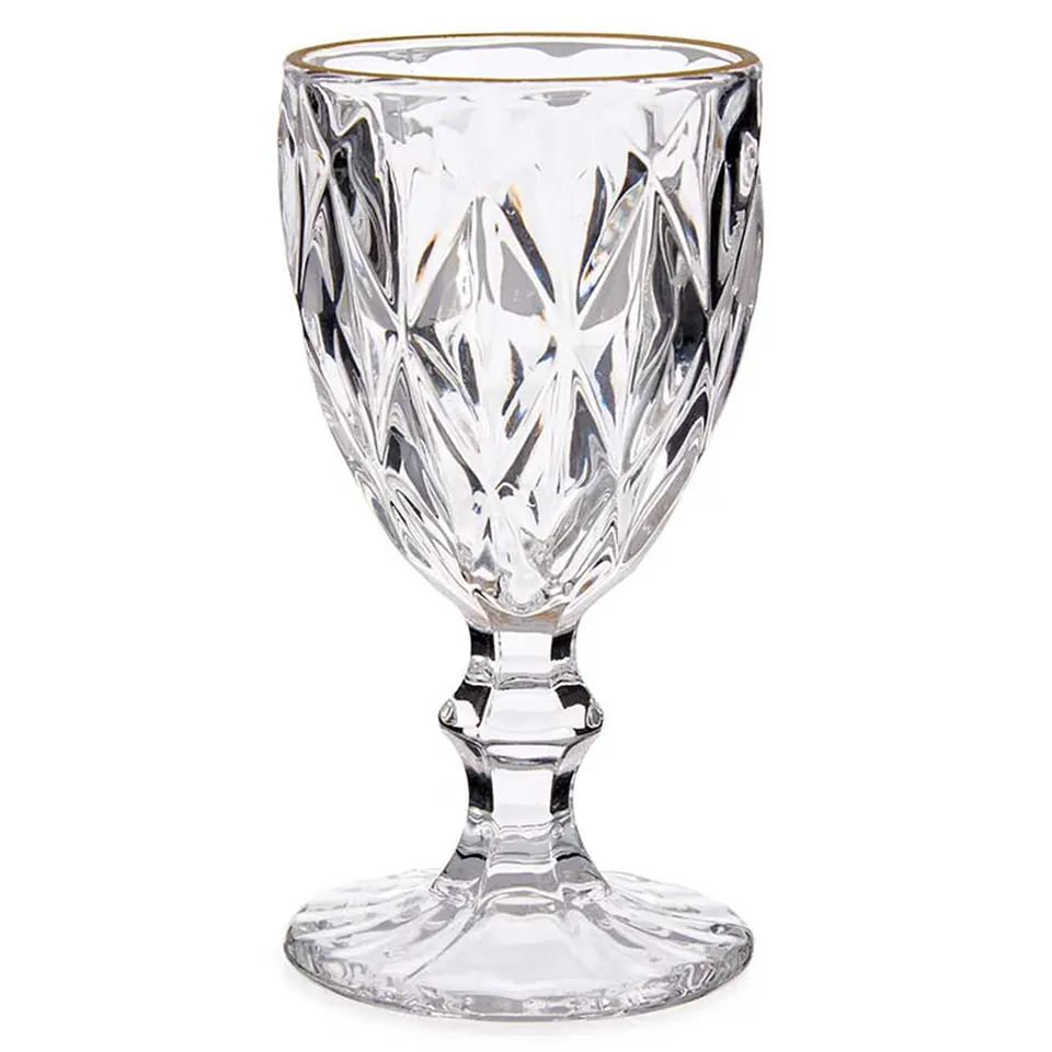 Vivalto Wijnglazen - 6x - kristal look - gouden rand - 254 ml