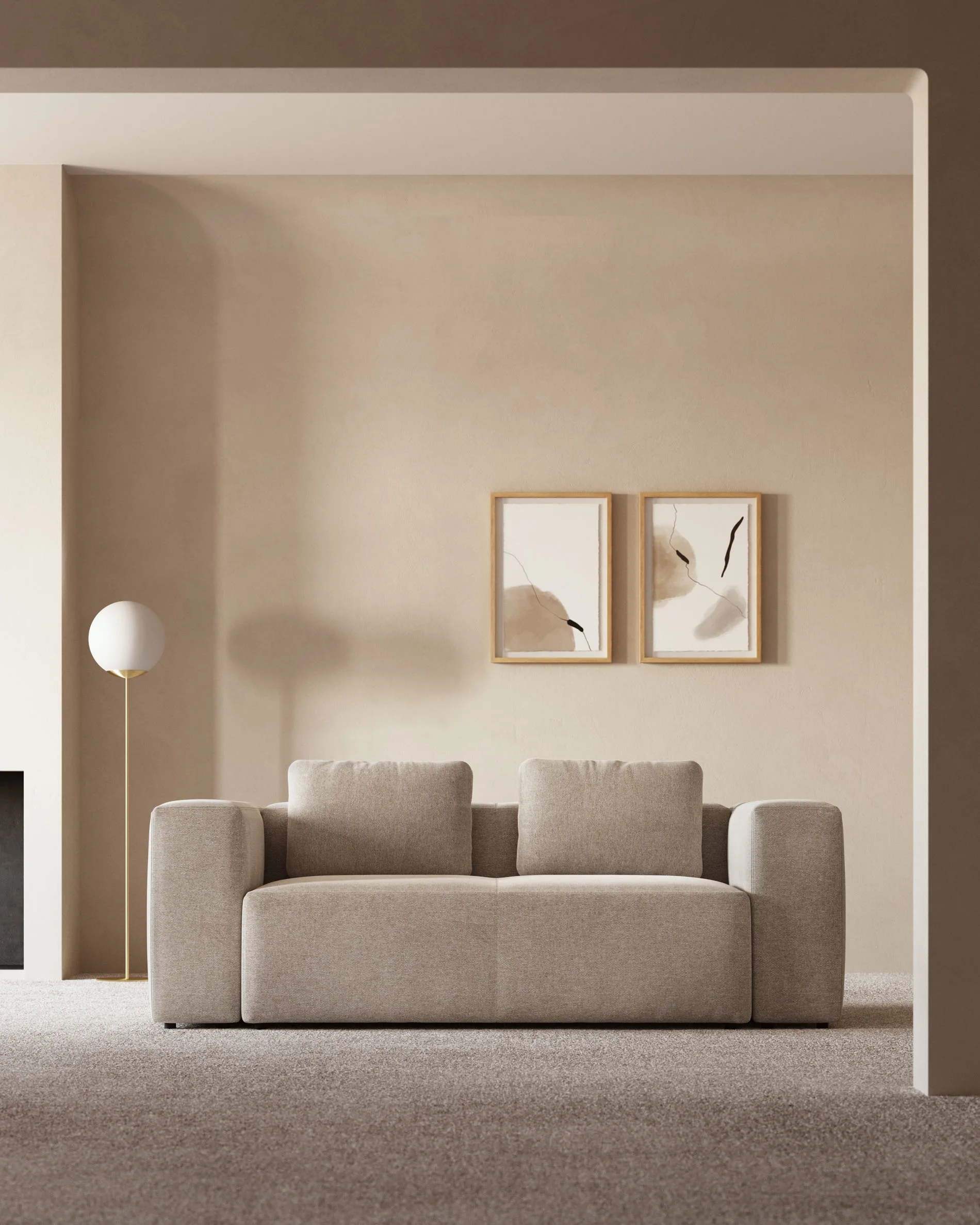 Sofá Blok 2 plazas beige 210 cm