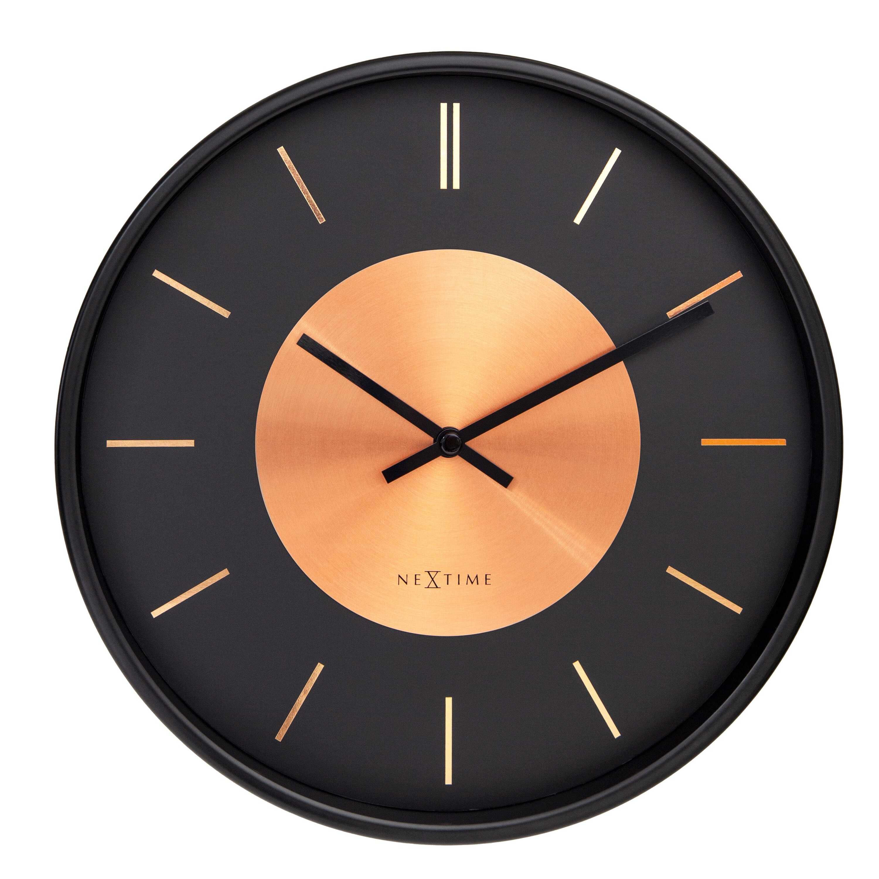 NeXtime - Wandklok 25cm - Stil - Zwart Koper - Metaal - NeXtime 'Retro