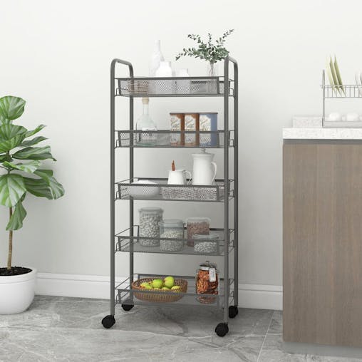 NNEVL 5-Tier Kitchen Trolley Grey 46x26x105 cm Iron