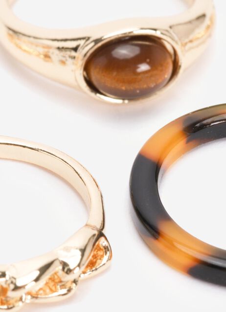 Womens 6pk Gold Resin Rings