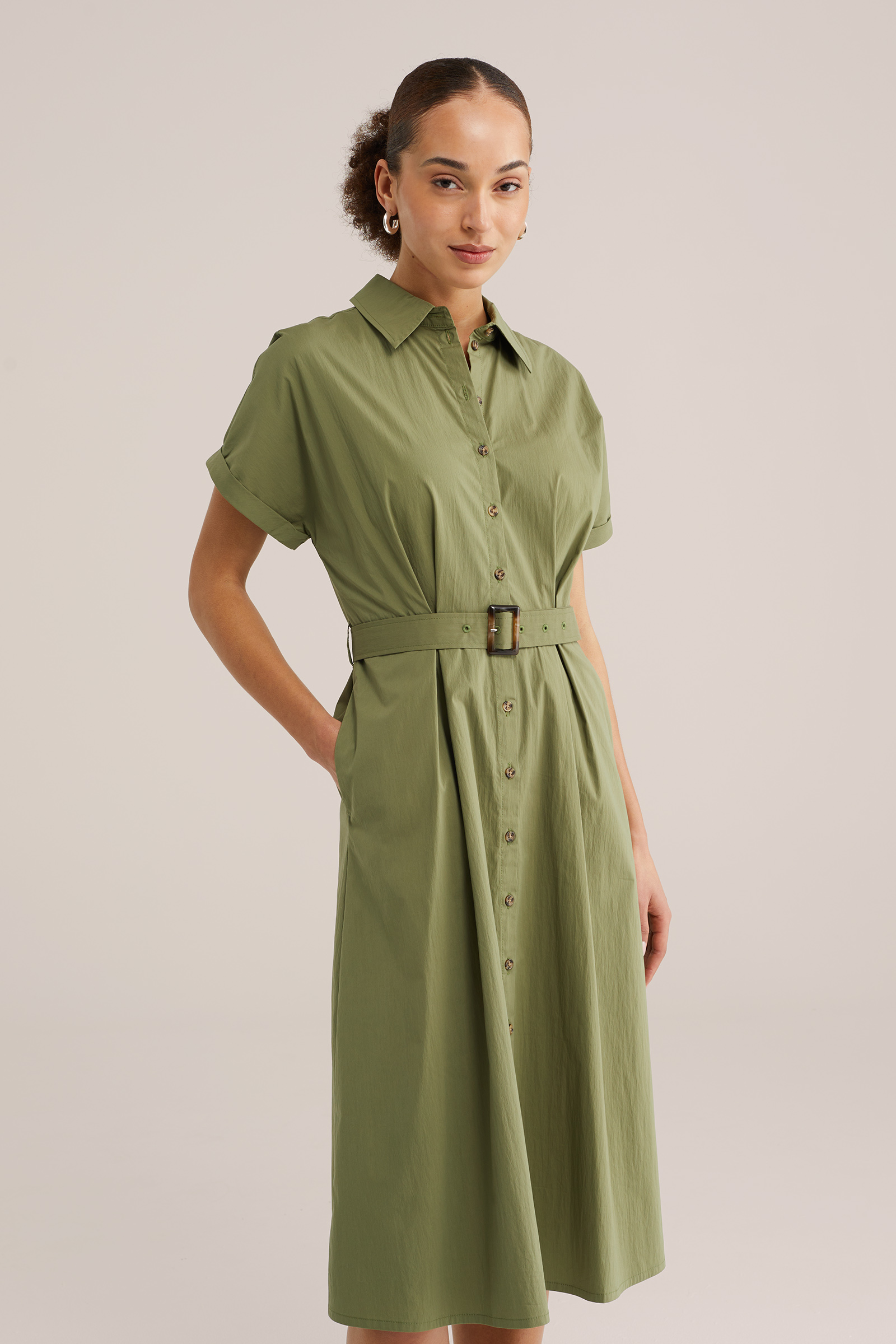 Dames midi jurk van katoenmix