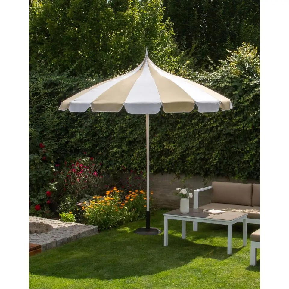 MINOA - Tuinparasol - Beige/Wit - 245 cm - Polyester