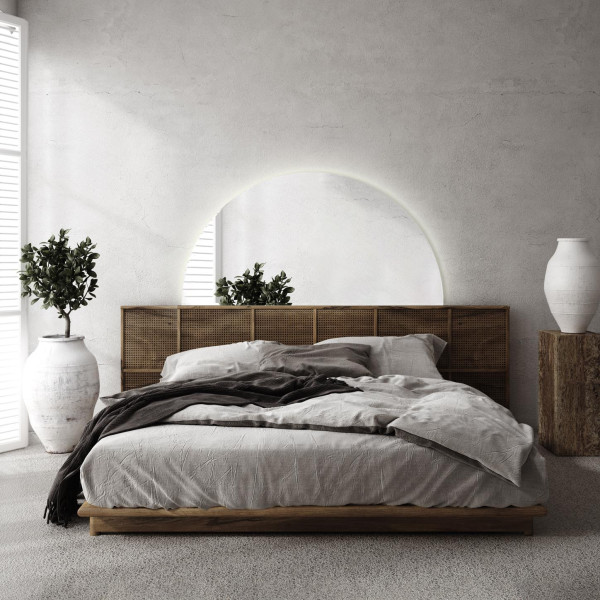 Nowoczesne Wiszące Lustro Półokrągłe LED Loft 1/2 fi90 cm