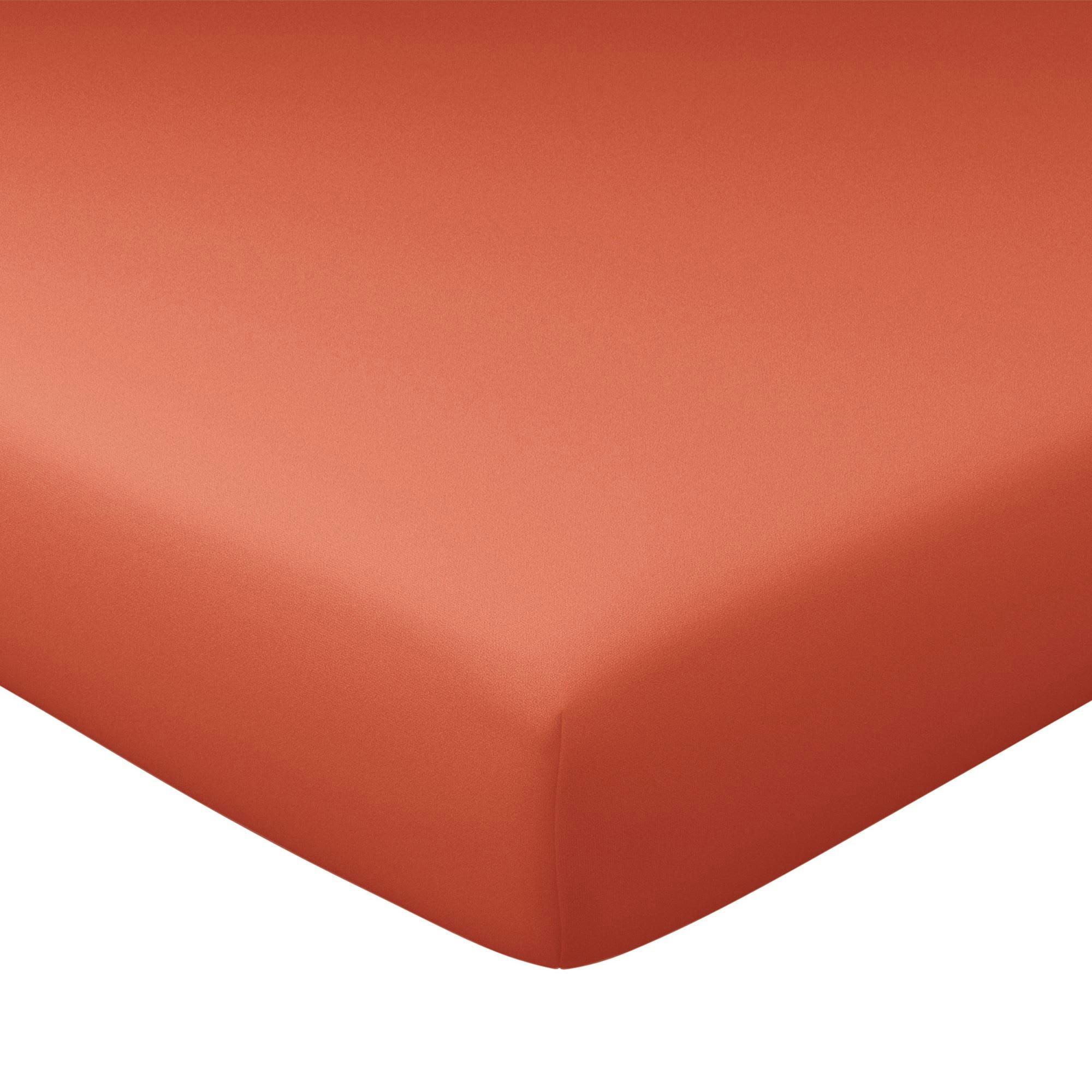 PERCALE - Drap-housse grand bonnet 180x200x32 orange terracotta en coton