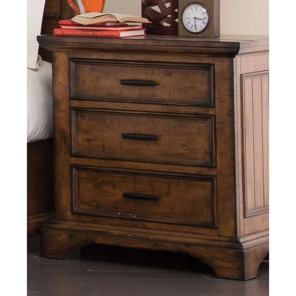 Clydesdale Vintage Bourbon 2-piece Storage Bedroom Set with Nightstand