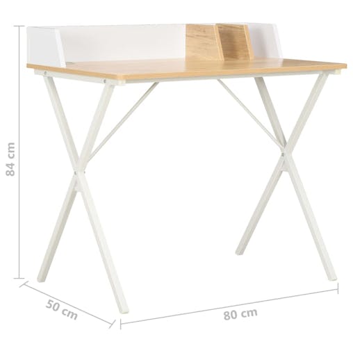 NNEVL Desk White and Natural 80x50x84 cm