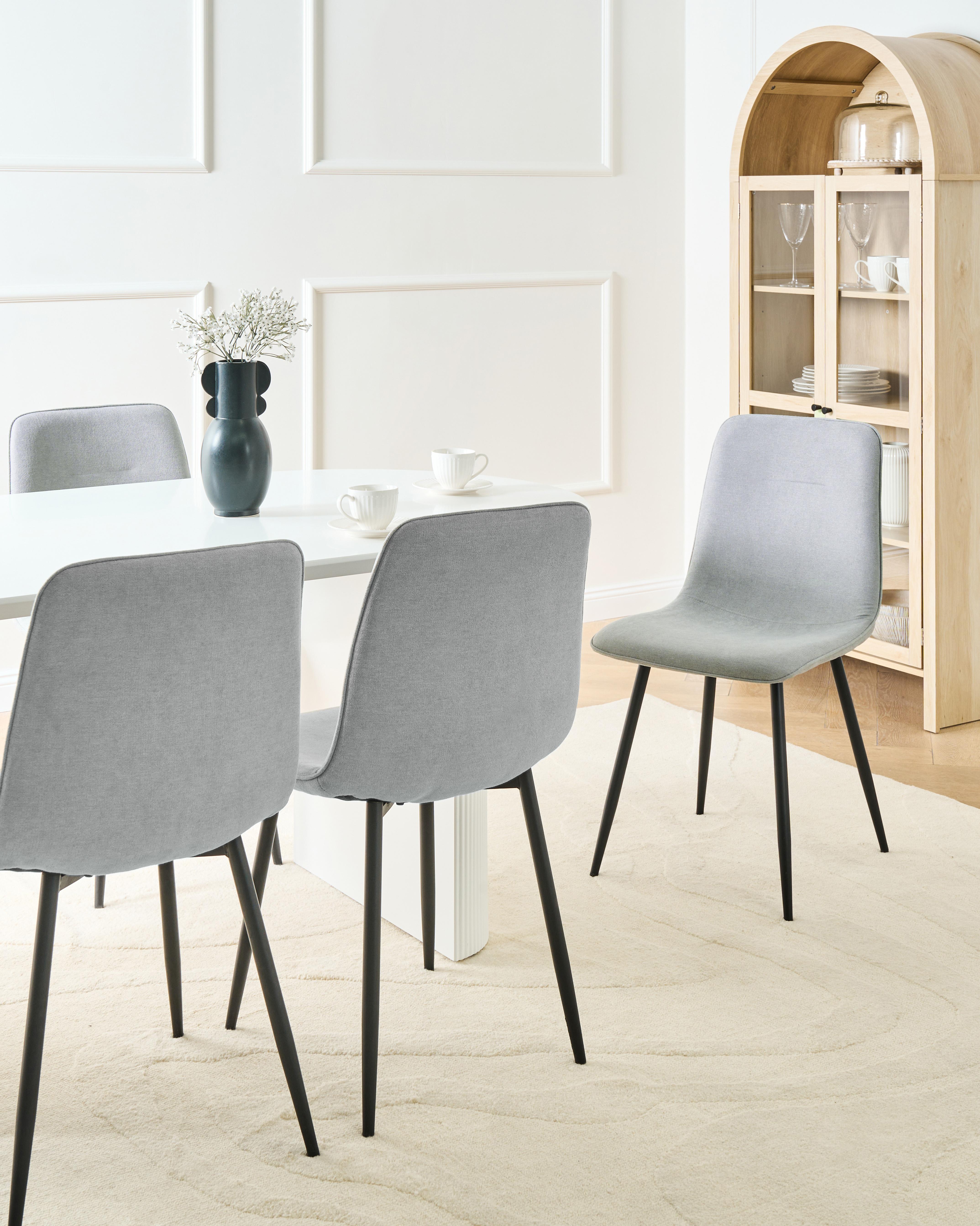 Set of 4 Dining Chairs TUSCOLA Fabric Light Grey
