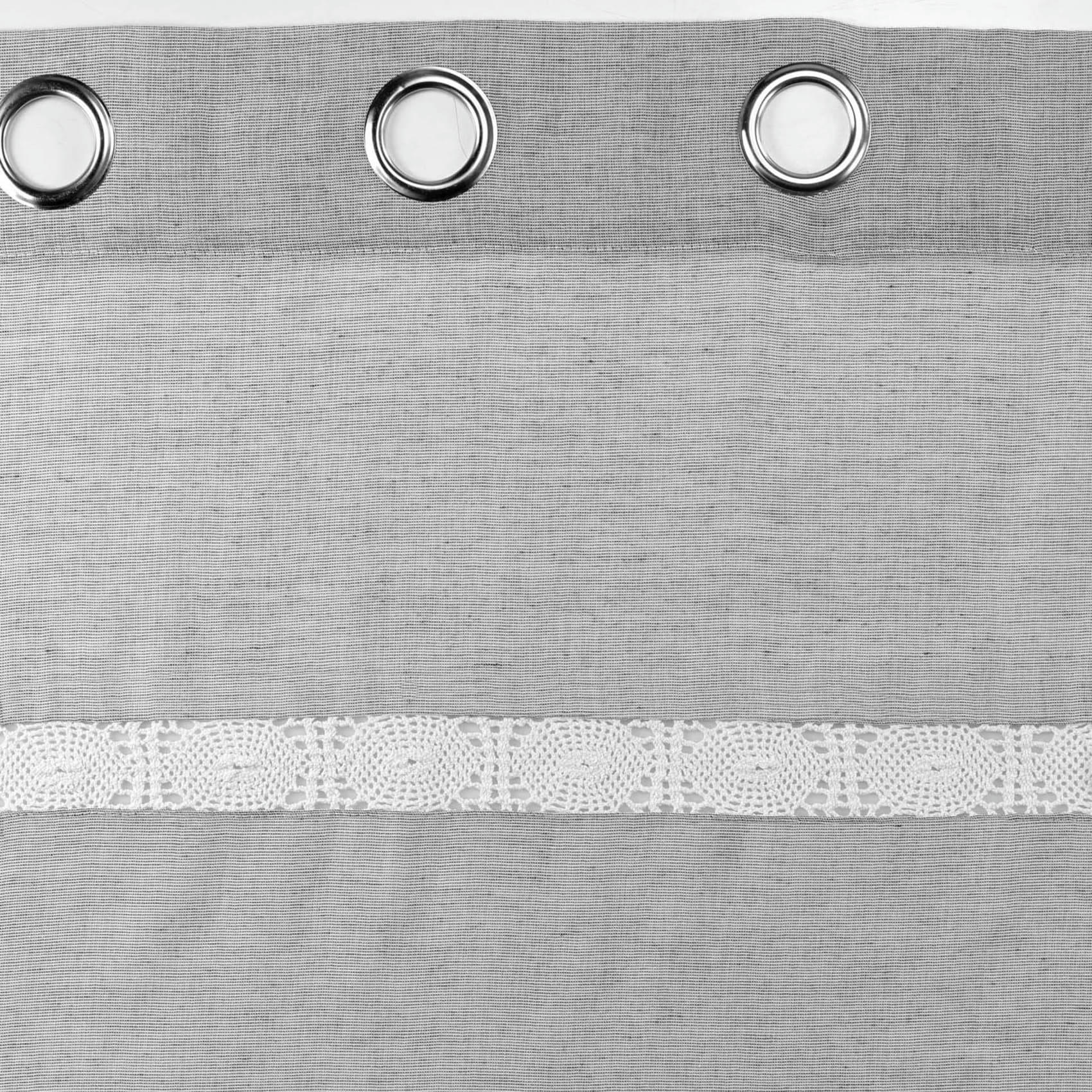 - Voilage fantaisie  -  - effet lin polyester gris clair 140x240 cm