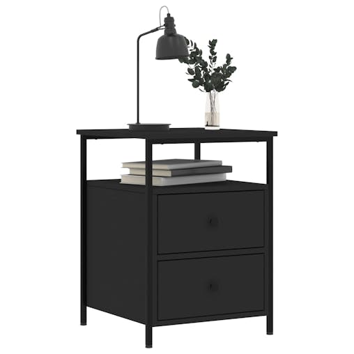 NNEVL Bedside Cabinet Black 44x45x60 cm Engineered Wood