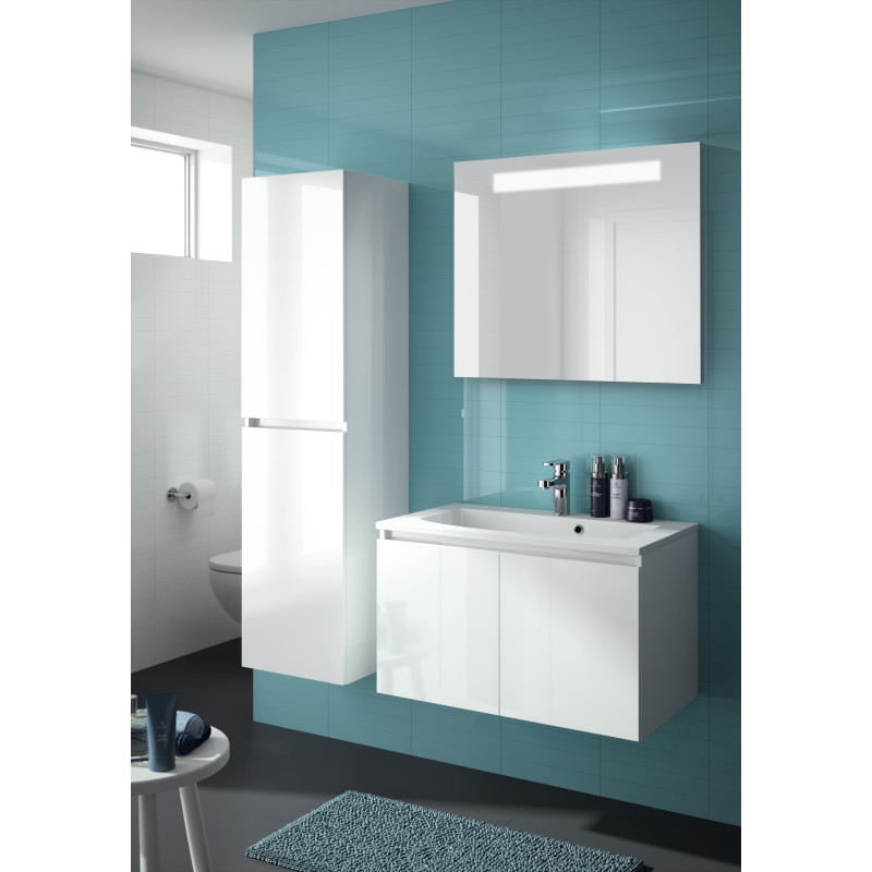 Colonne de salle de bain haute Alma avec 2 portes blanc brillant 40 cm ALLIBERT