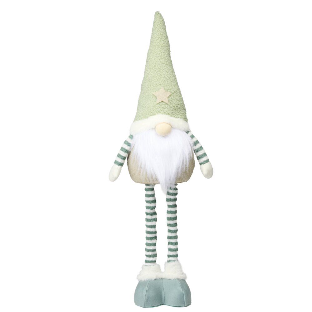 Gnome de No&euml;l nature à poser jambes extensibles H50 à 68cm (2 modèles)