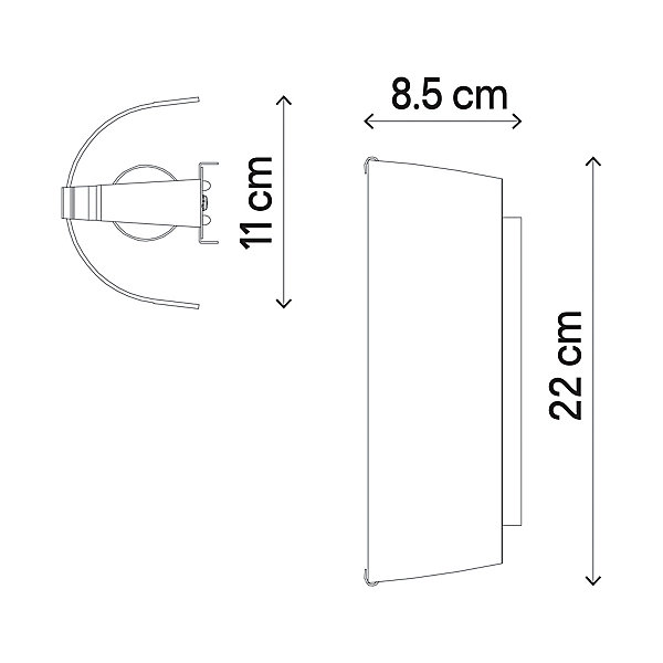 Applique murale E27 IP20 22x11cm blanc