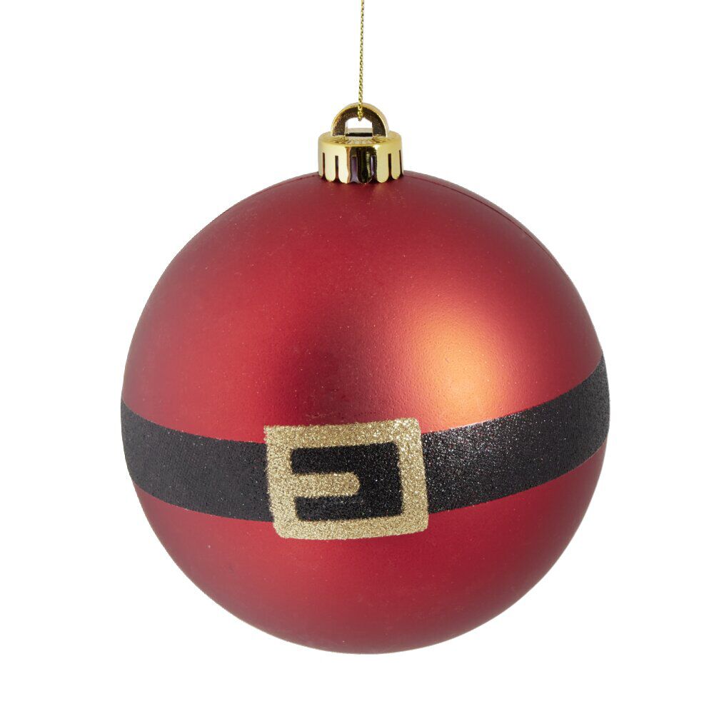 Boule de No&euml;l XL ceinture Père No&euml;l rouge Ø14cm