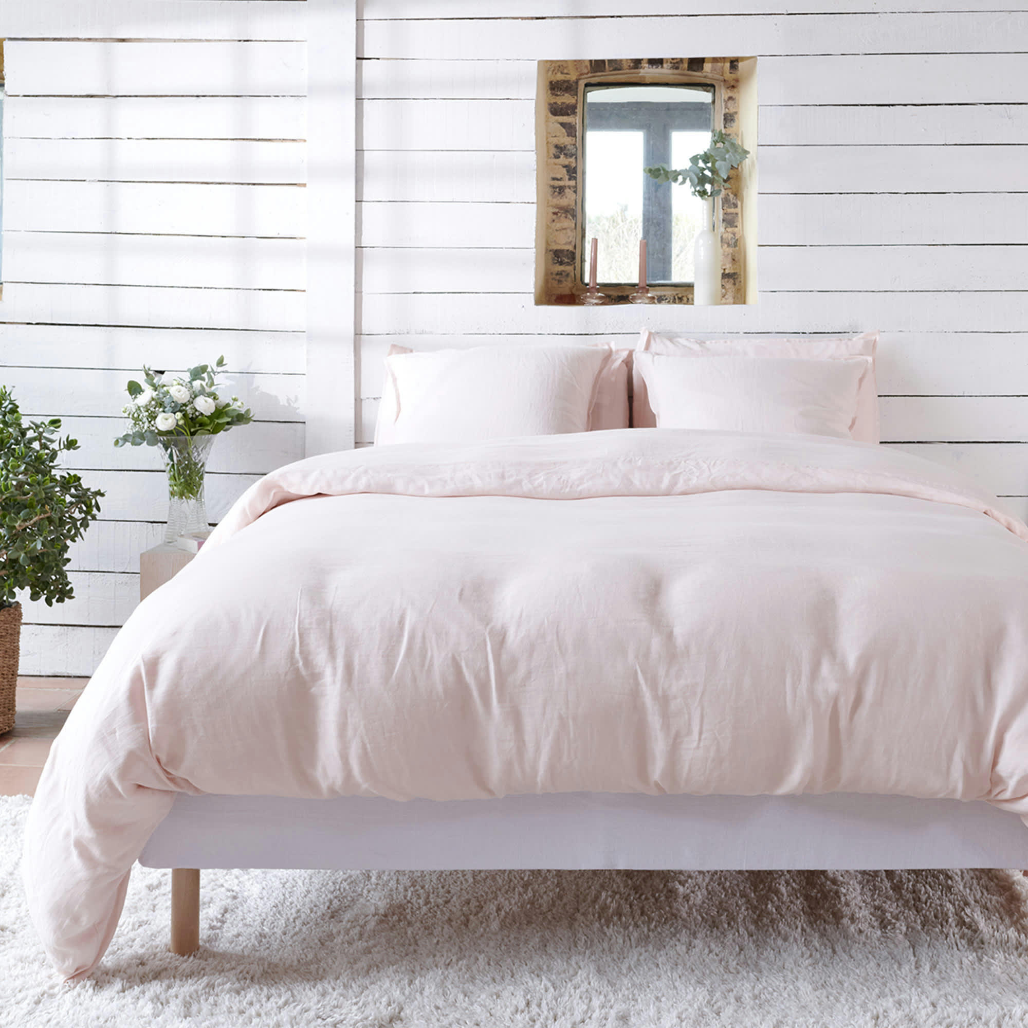 HOUSSE DE COUETTE LIN - Housse de couette en lin rose 240x220cm