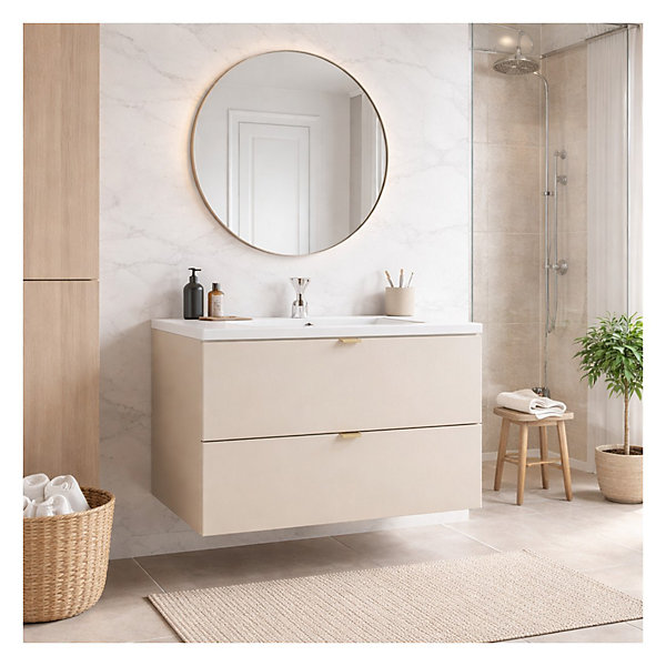 Ensemble de salle de bain BELLA : meuble sous vasque 80cm et vasque encastrée rectangulaire