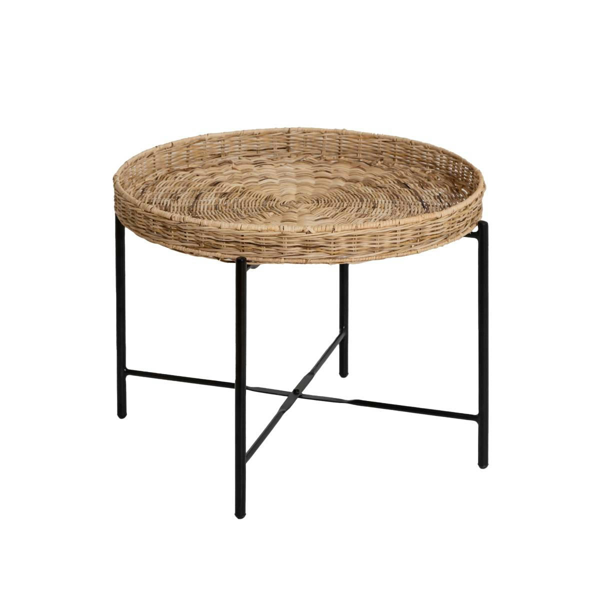 - Table basse en rotin marron 60 cm
