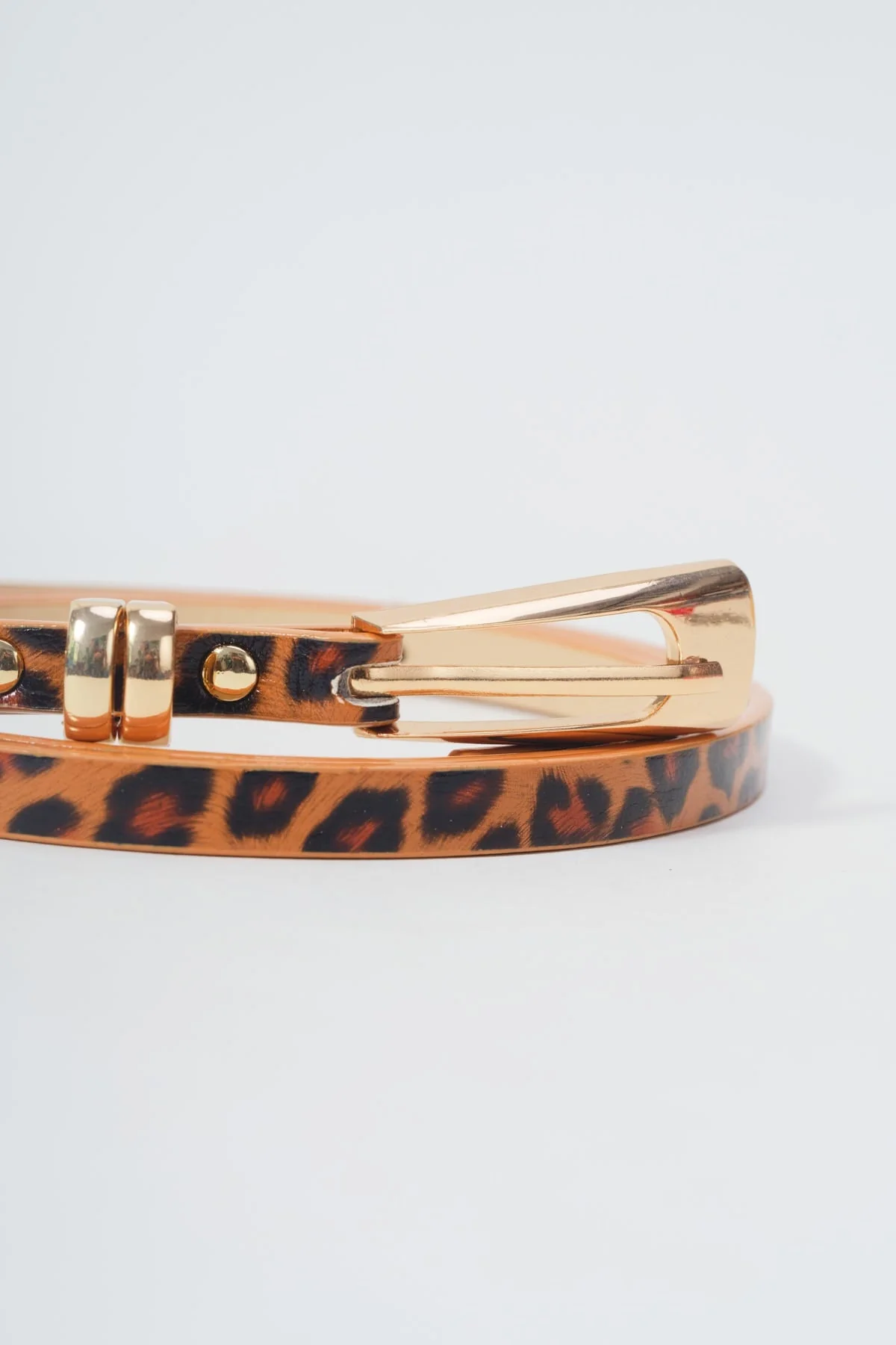 Skinny Animal Print Belt With Gold Trim - Size M/L