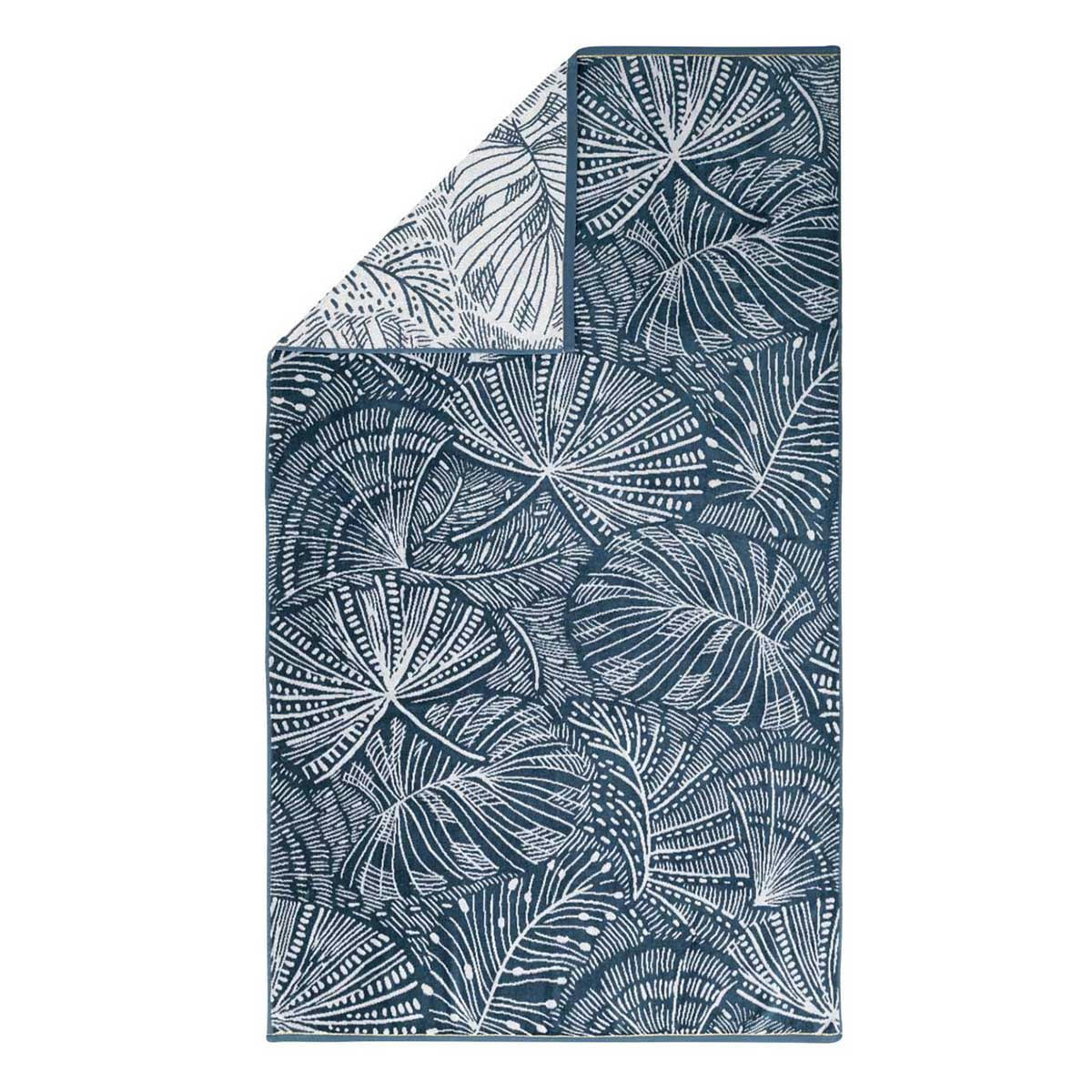 BORNEO - Drap de plage en coton bleu 100x180