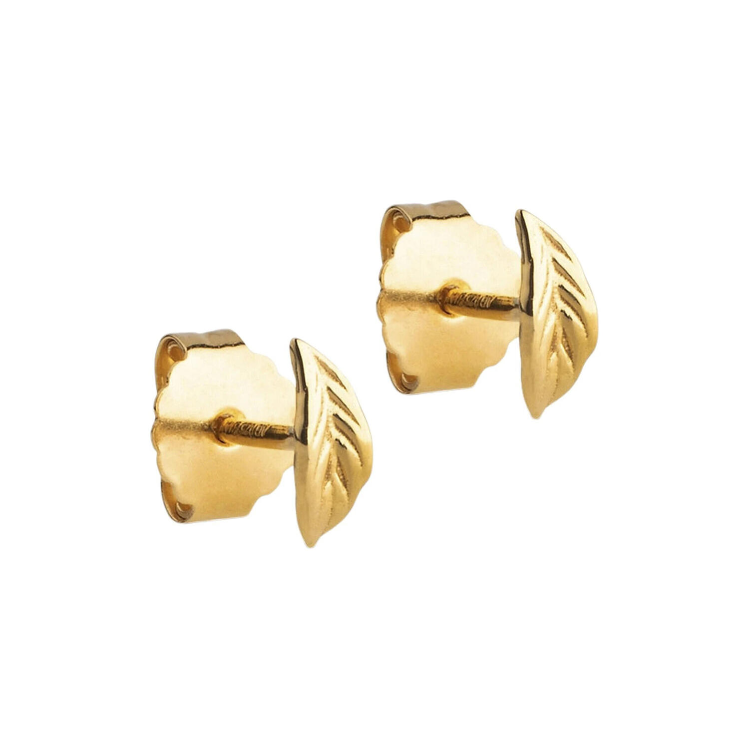Organic&nbsp;Leaf Studs, forgyldt