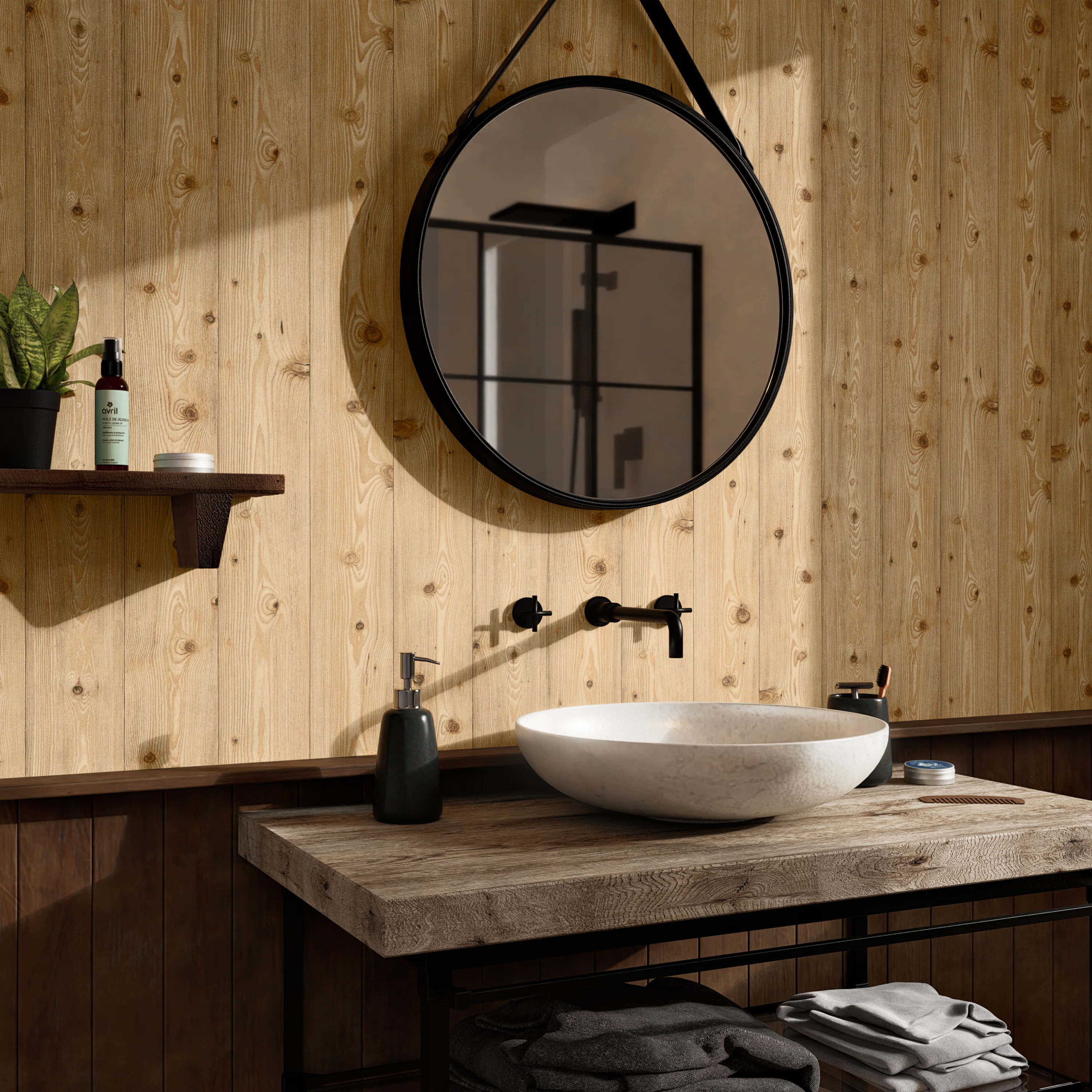 Papier peint intissé BEARWOOD coloris bois chaud