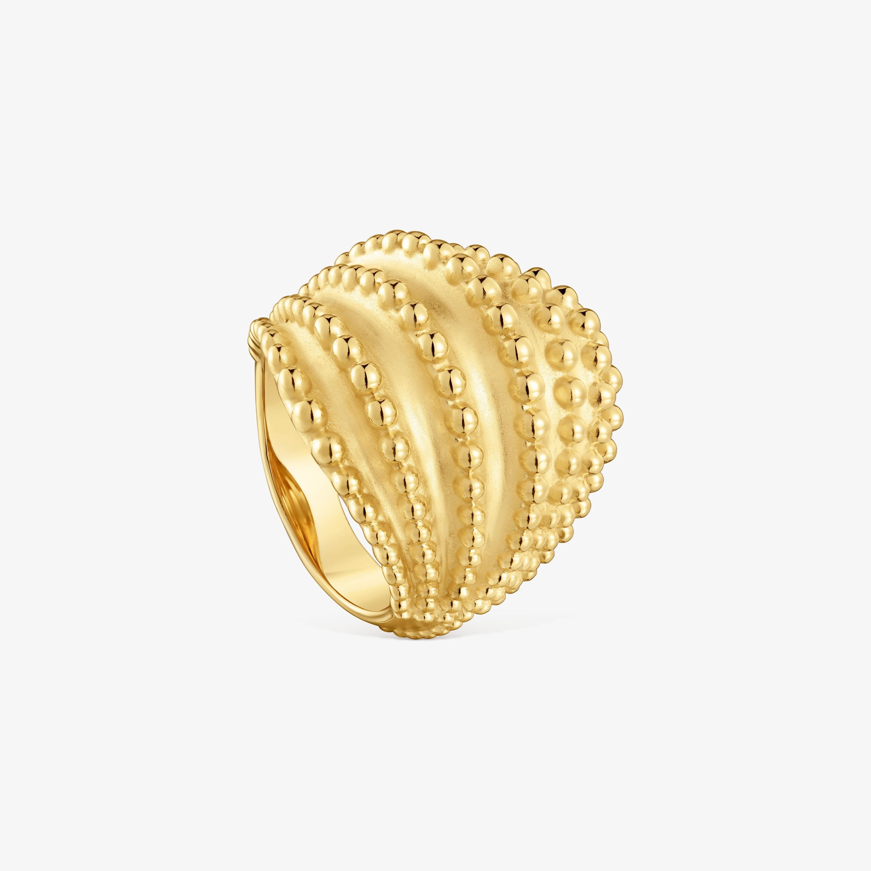 Anillo grande con baño de oro de 18 kt sobre plata TOUS Grain
