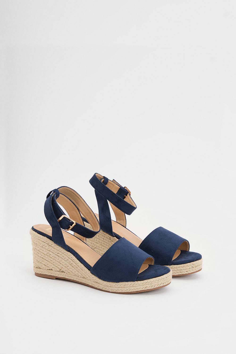 Dorothy Perkins Wide Fit Rebekah Faux Suede Peep Toe Espadrille Wedge Sandals