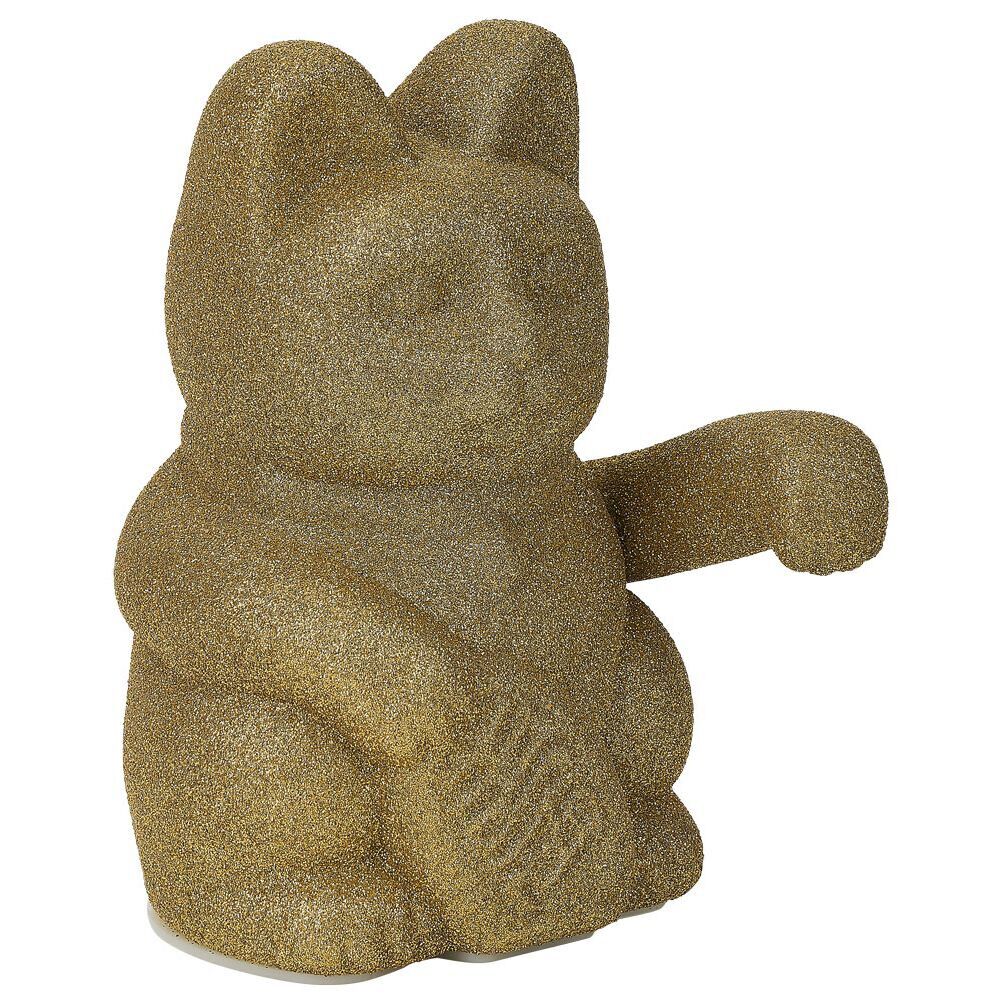 Chat porte-bonheur velours vert 11xH15x9cm