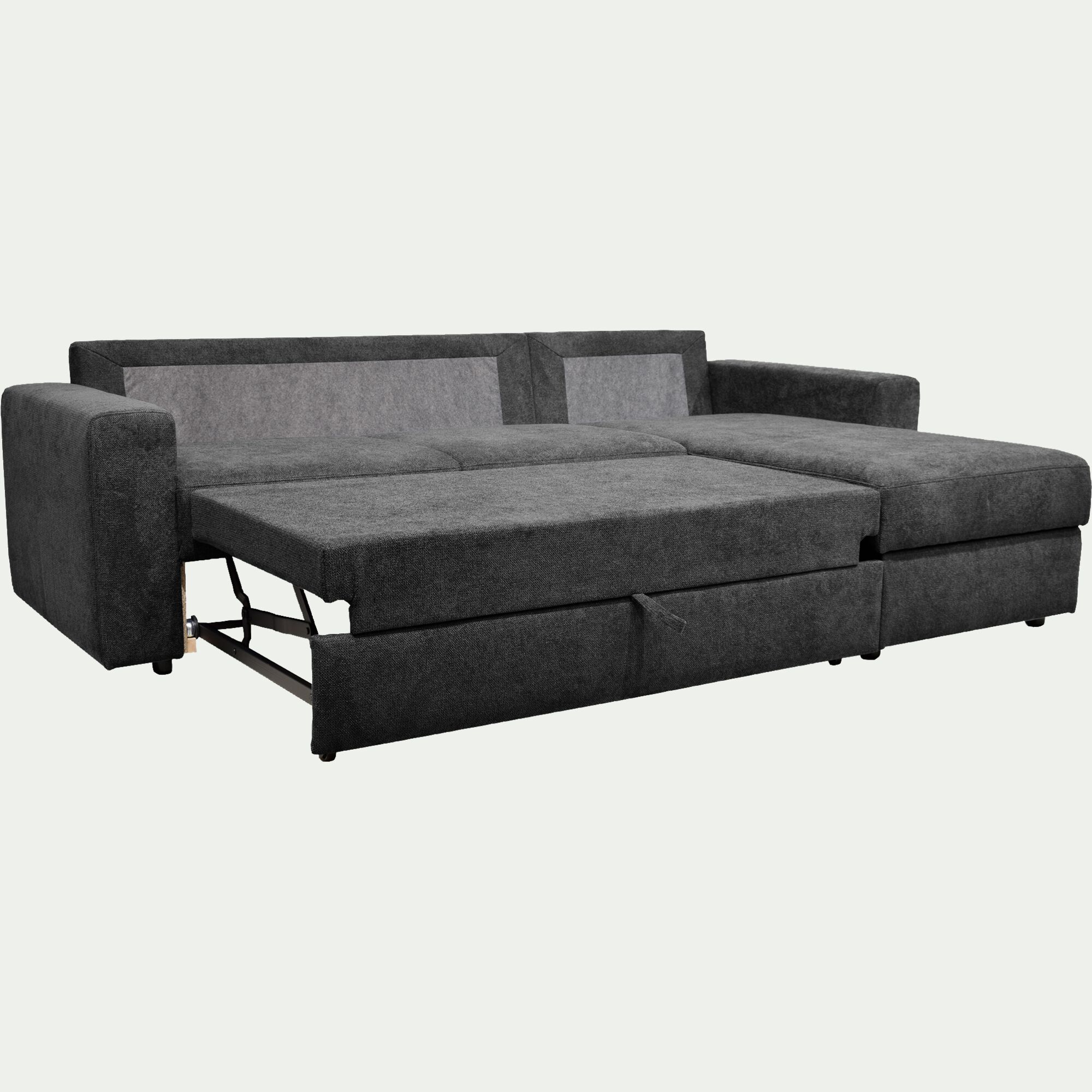 HONORE - Canapé d'angle réversible convertible en tissu tramé - gris ardoise