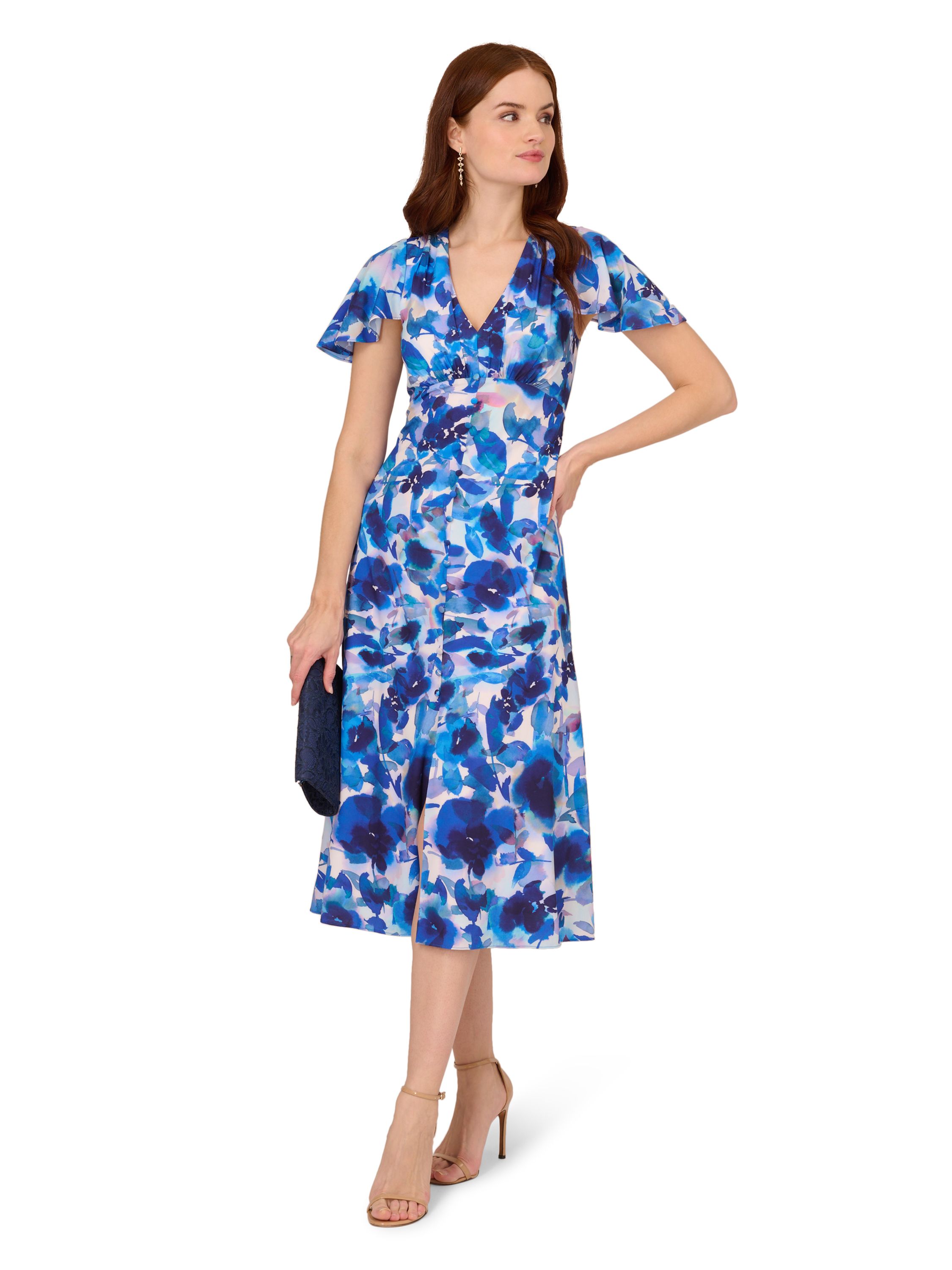 Adrianna Papell Printed Chiffon Midi Dress